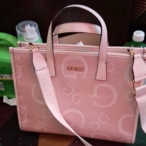 Guess Light Pink Logo Tote Bag